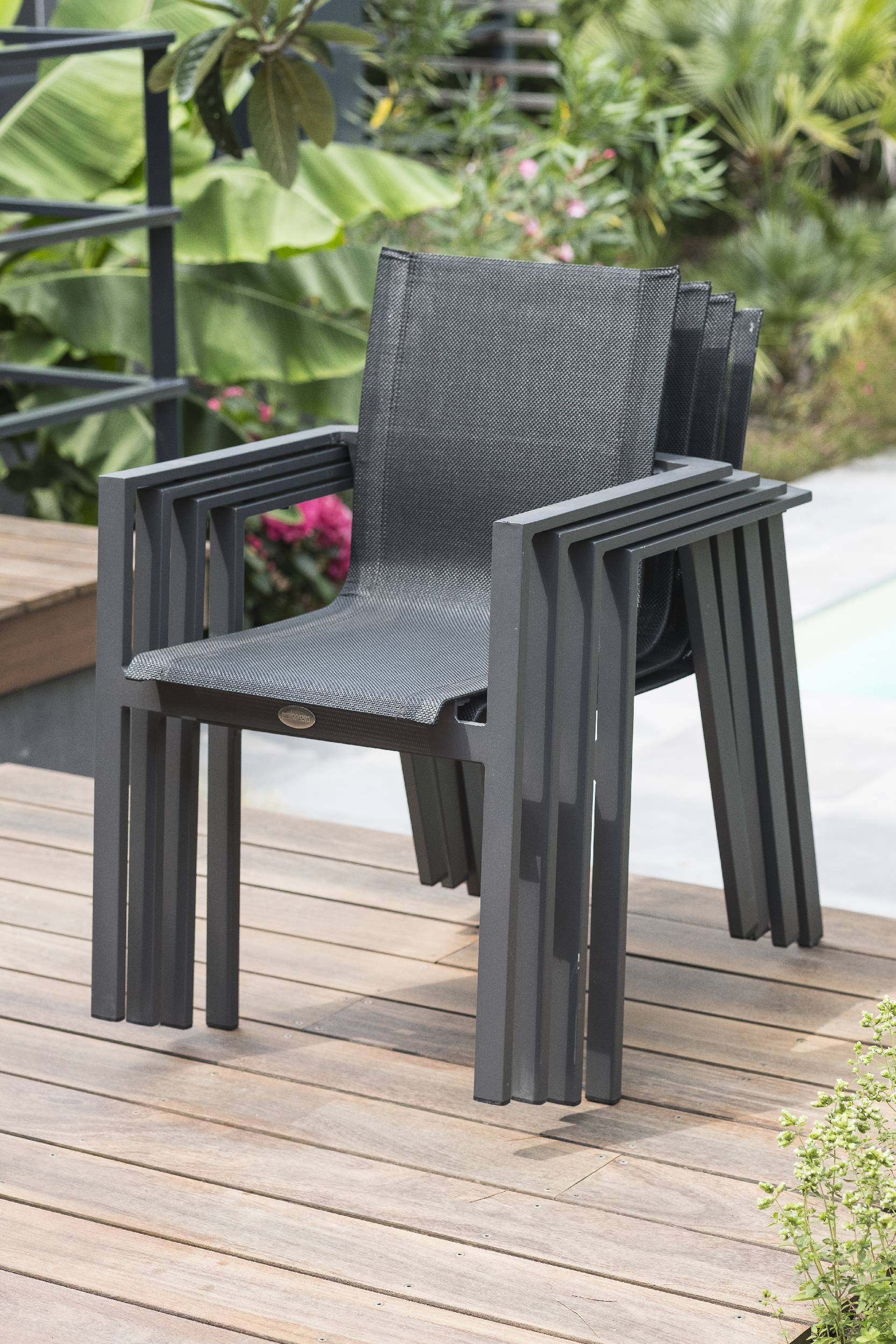 Dcb Garden - Ensemble repas 6 places en aluminium et plateau céramique - Gris anthracite - OLHOS - Image 3