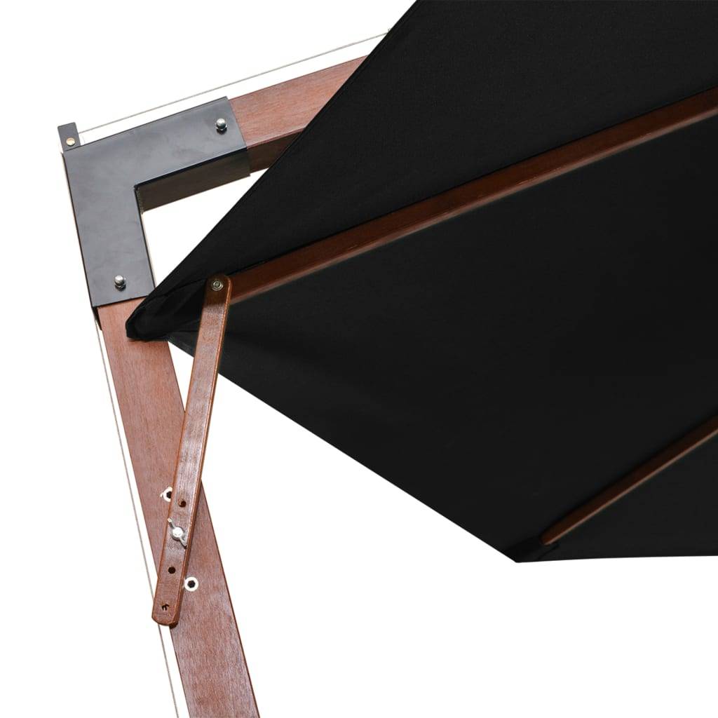 Helloshop26 - Parasol suspendu avec mât 3,5 x 2,9 m bois de sapin massif noir - Image 6