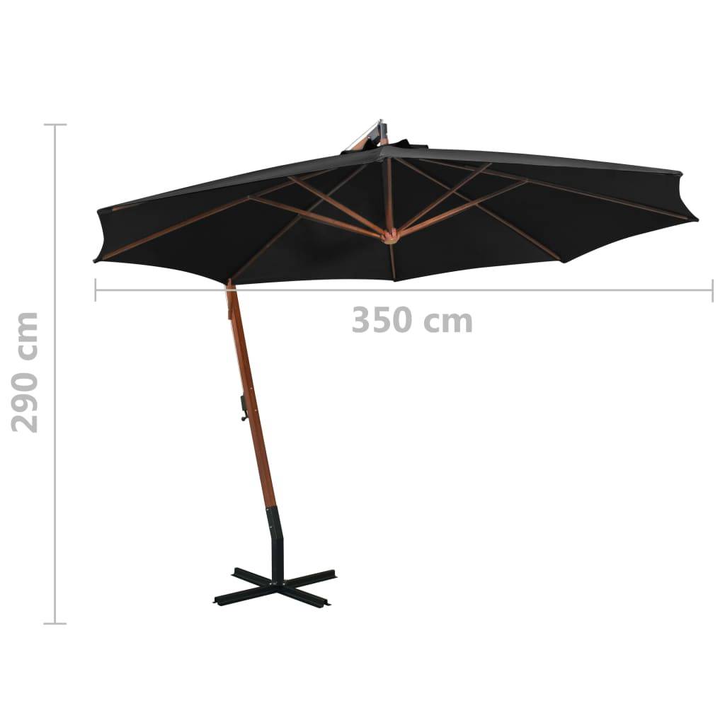 Helloshop26 - Parasol suspendu avec mât 3,5 x 2,9 m bois de sapin massif noir - Image 8