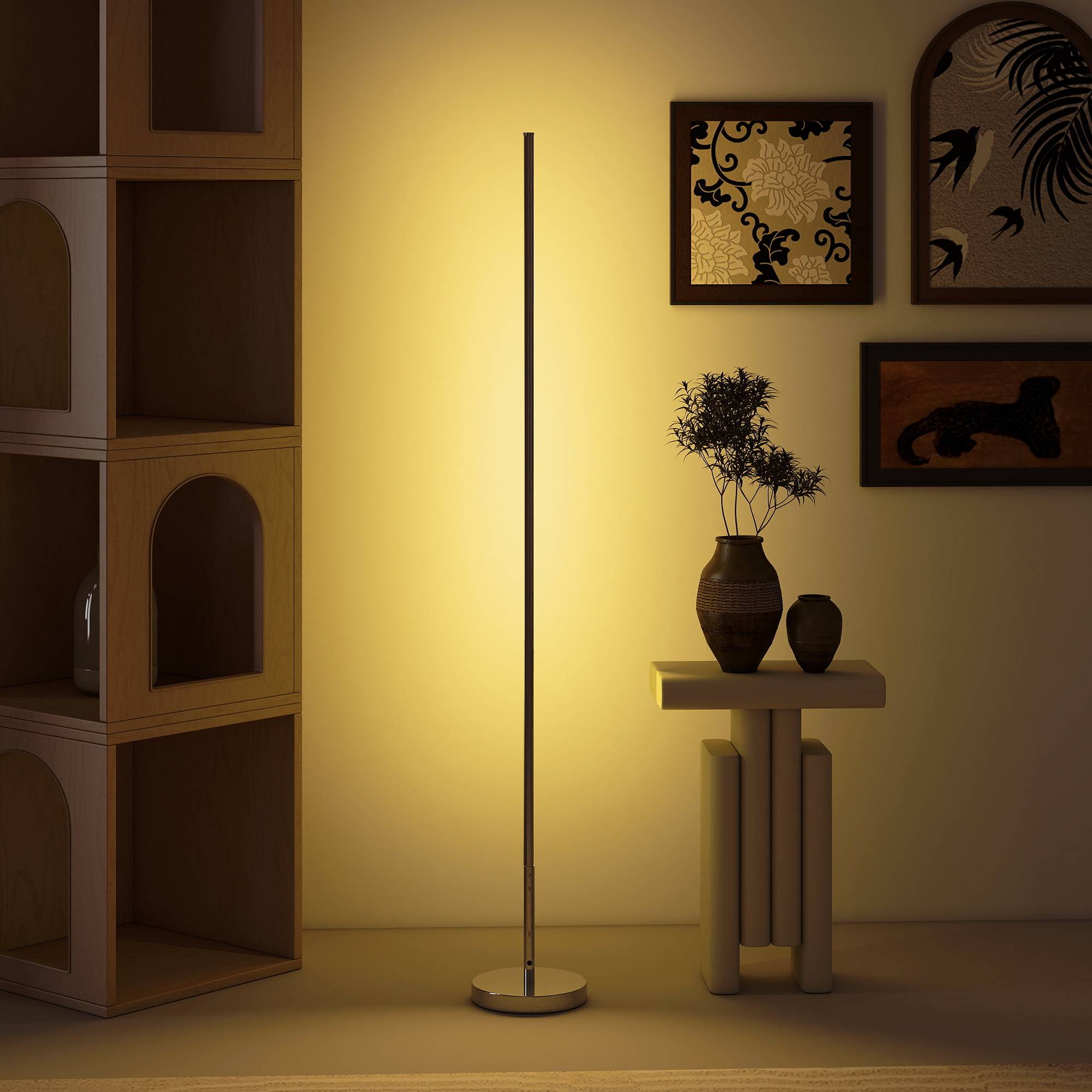Lampadaire gris argenté salon teinte lumineuse ajustable avec télécommande magnétique - Image 3