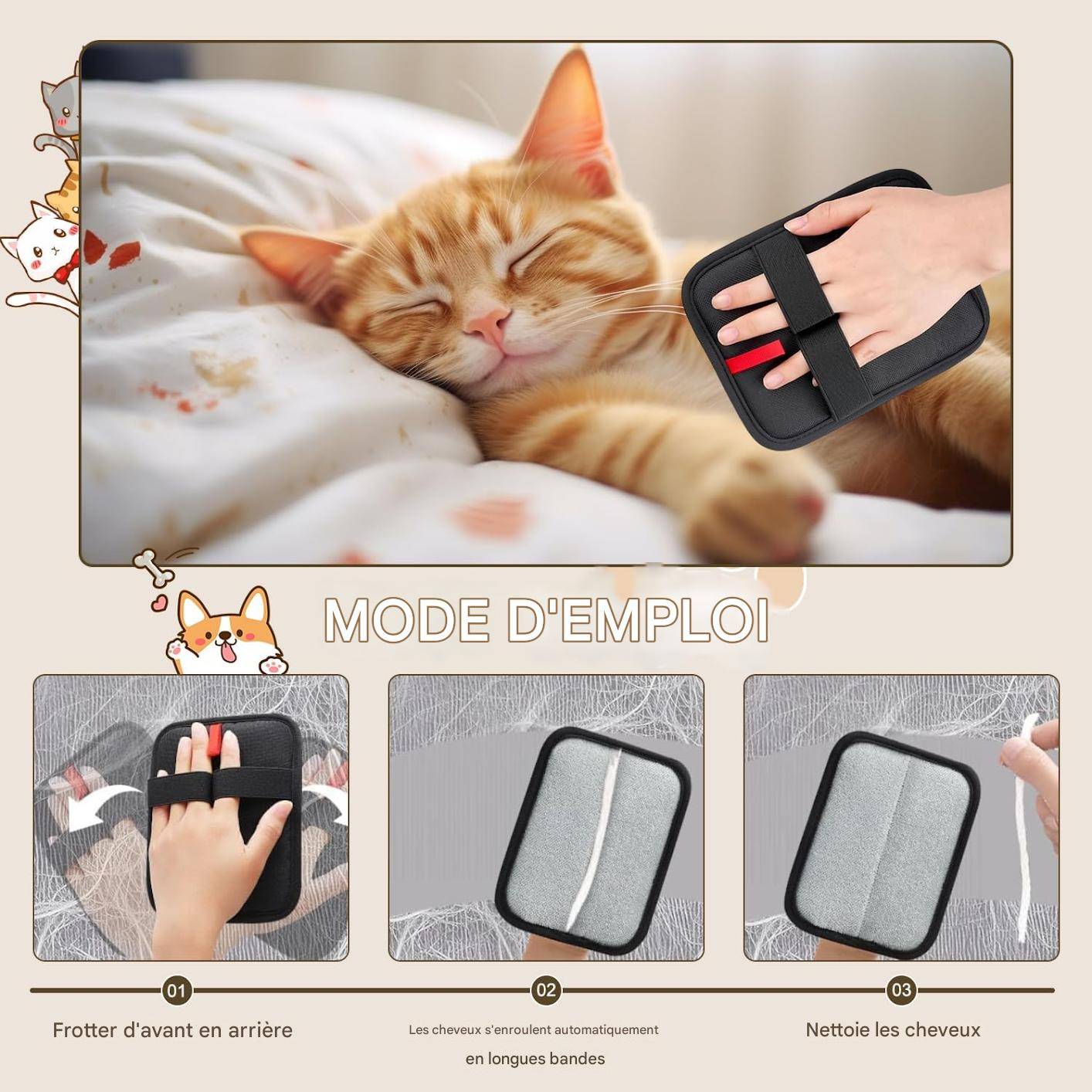lot de 2 Gant d'épilation pour chiens et chats IntiMeg - Image 6