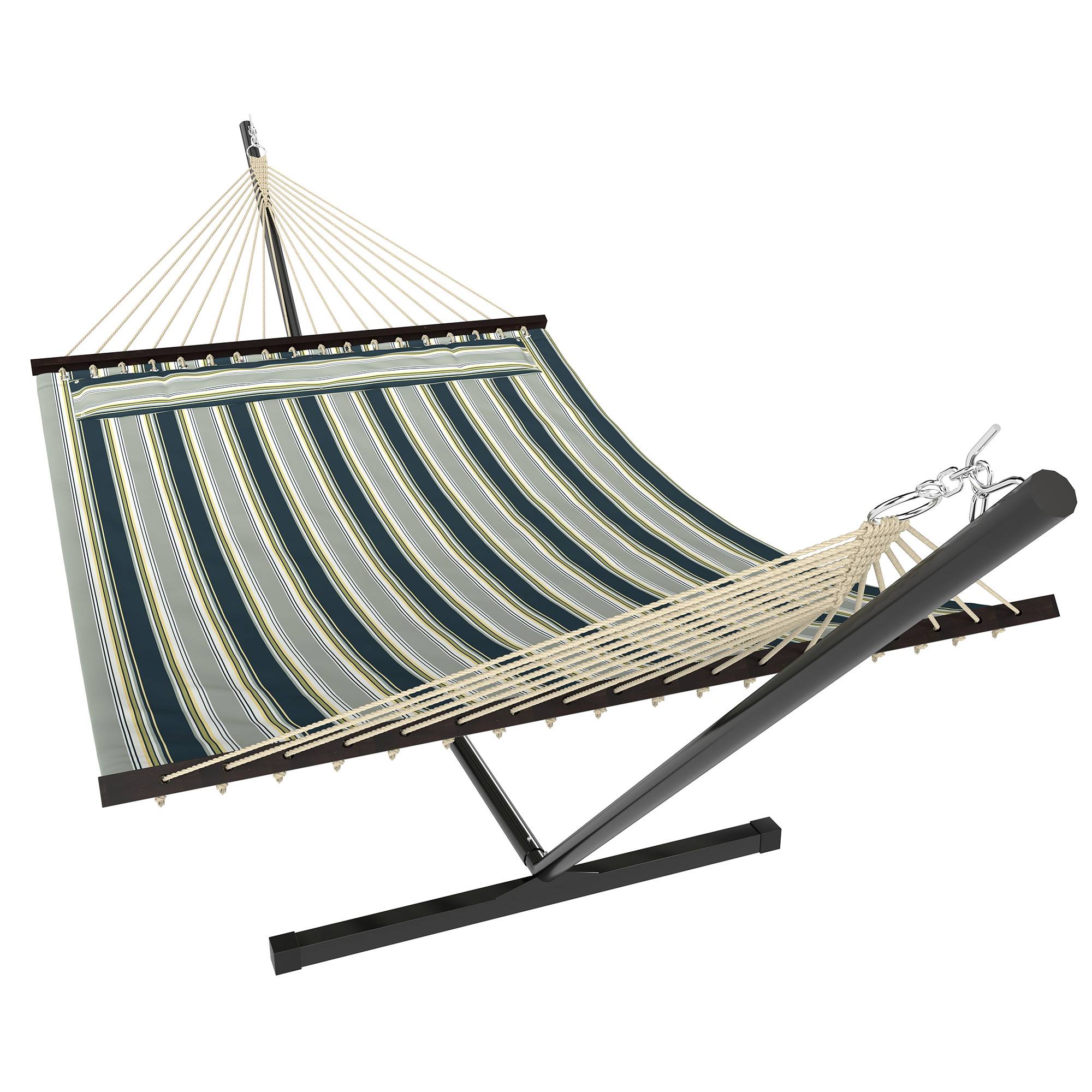 Outsunny - Hamac avec support coussin amovible - pour intérieur et extérieur - acier polyester - 353cm - vert rayé - Outsunny - Image 5