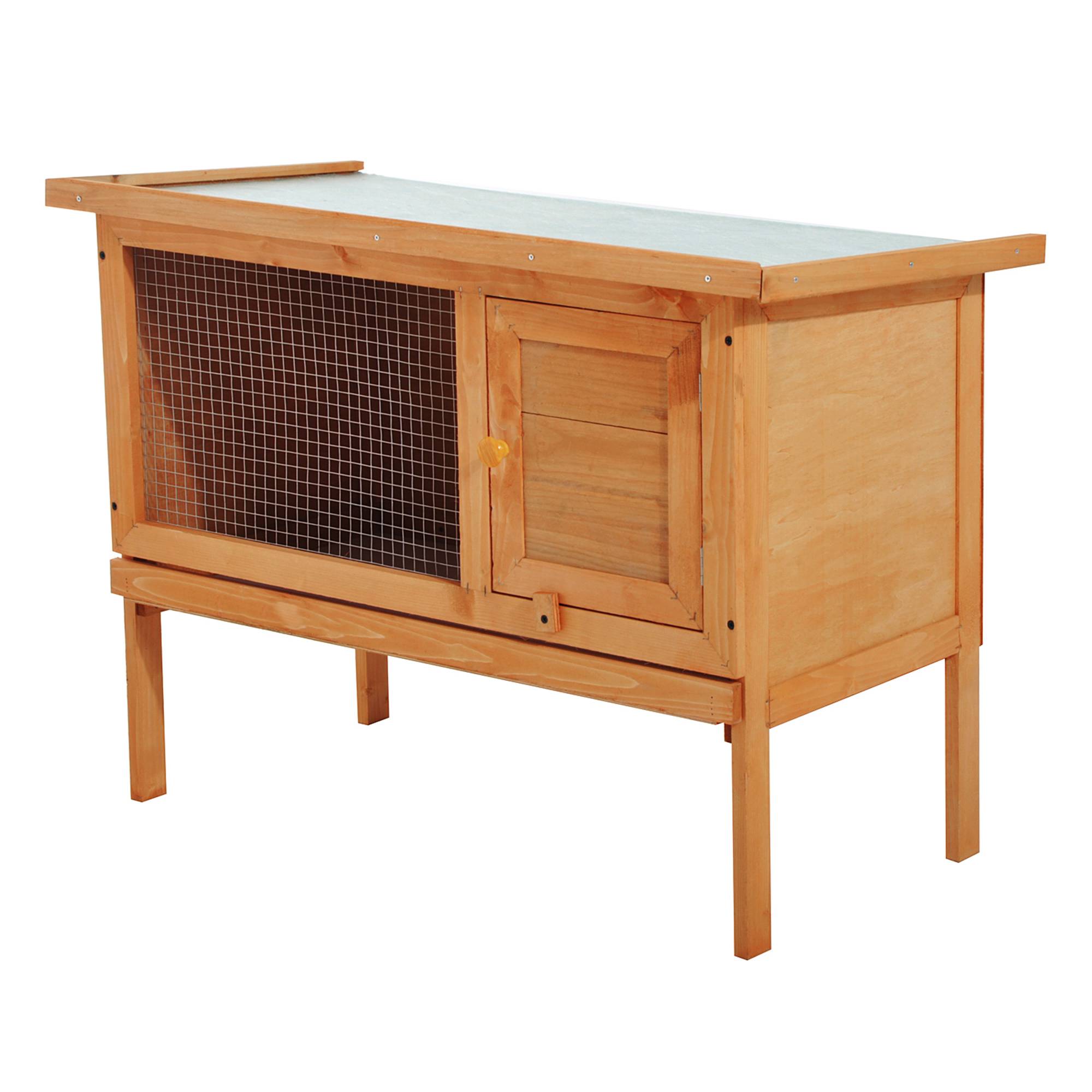 Clapier Extérieur sur Pieds en Bois de Sapin Maison pour Lapin avec Toit Ouvrant 90x45x65cm - ComfortXL Outdoor Living - Image 2