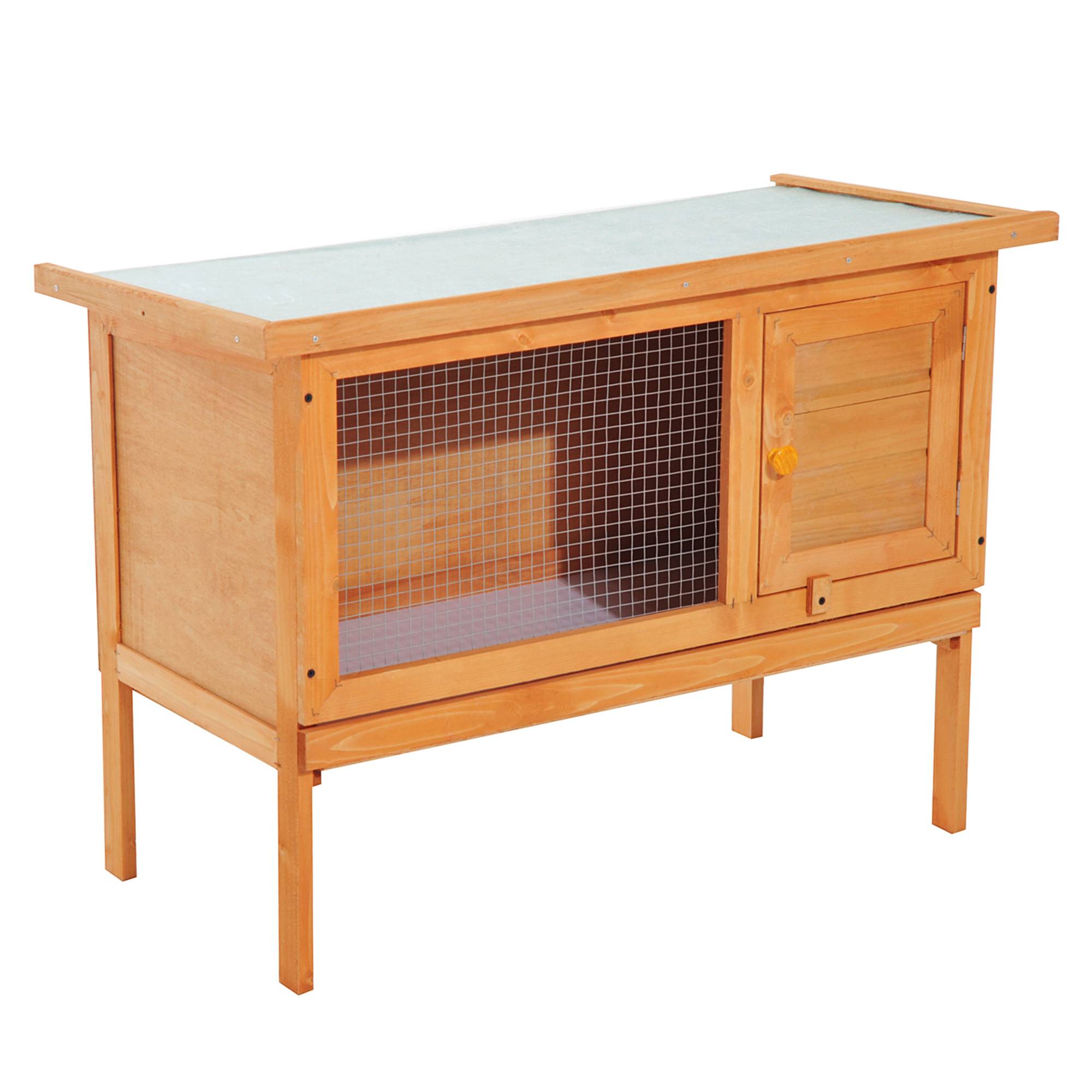 Clapier Extérieur sur Pieds en Bois de Sapin Maison pour Lapin avec Toit Ouvrant 90x45x65cm - ComfortXL Outdoor Living - Image 1
