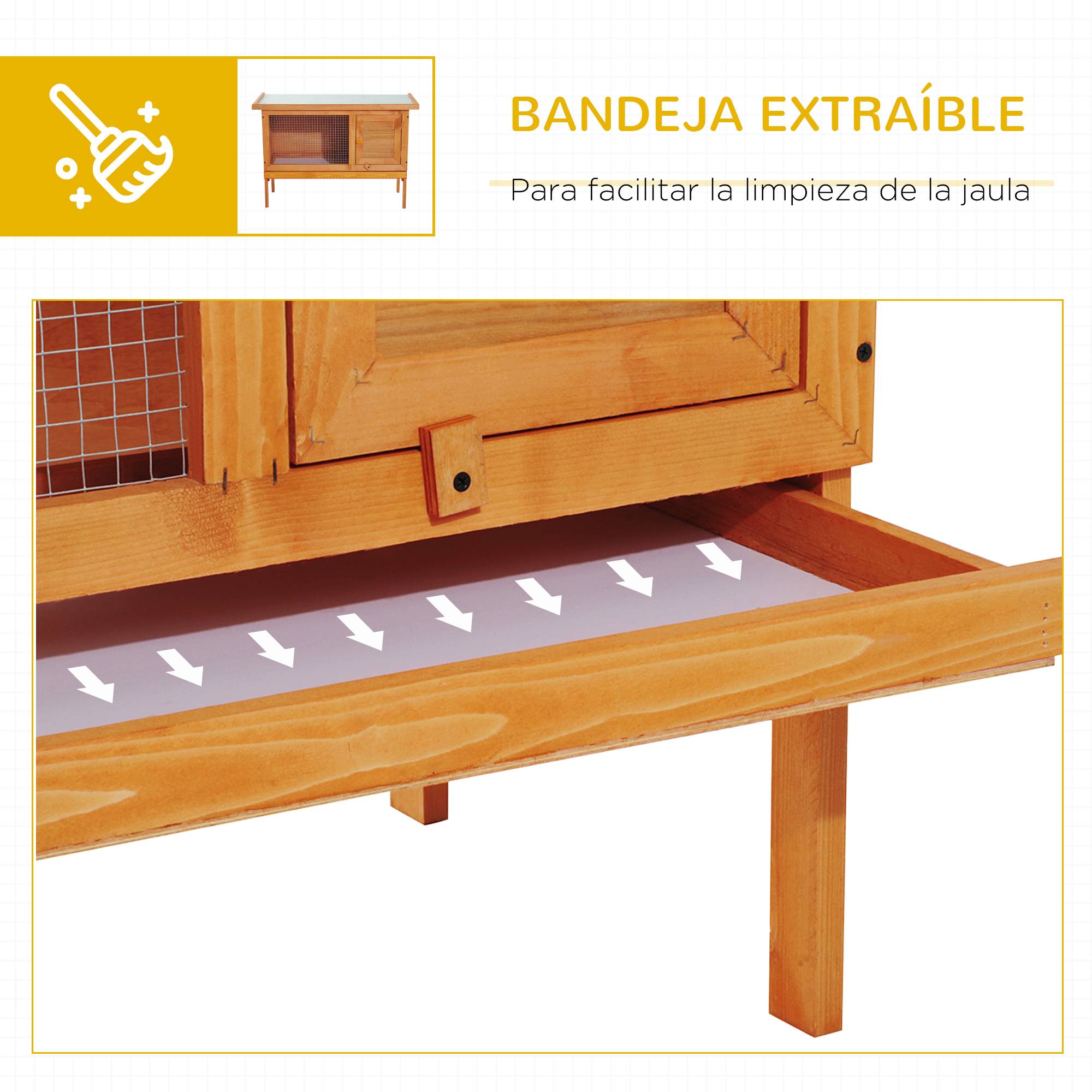 Clapier Extérieur sur Pieds en Bois de Sapin Maison pour Lapin avec Toit Ouvrant 90x45x65cm - ComfortXL Outdoor Living - Image 8