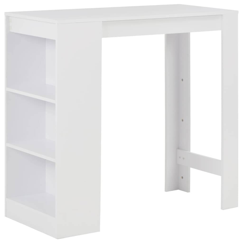 Helloshop26 - Table haute mange debout bar bistrot avec étagère blanc 110 cm - Image 1