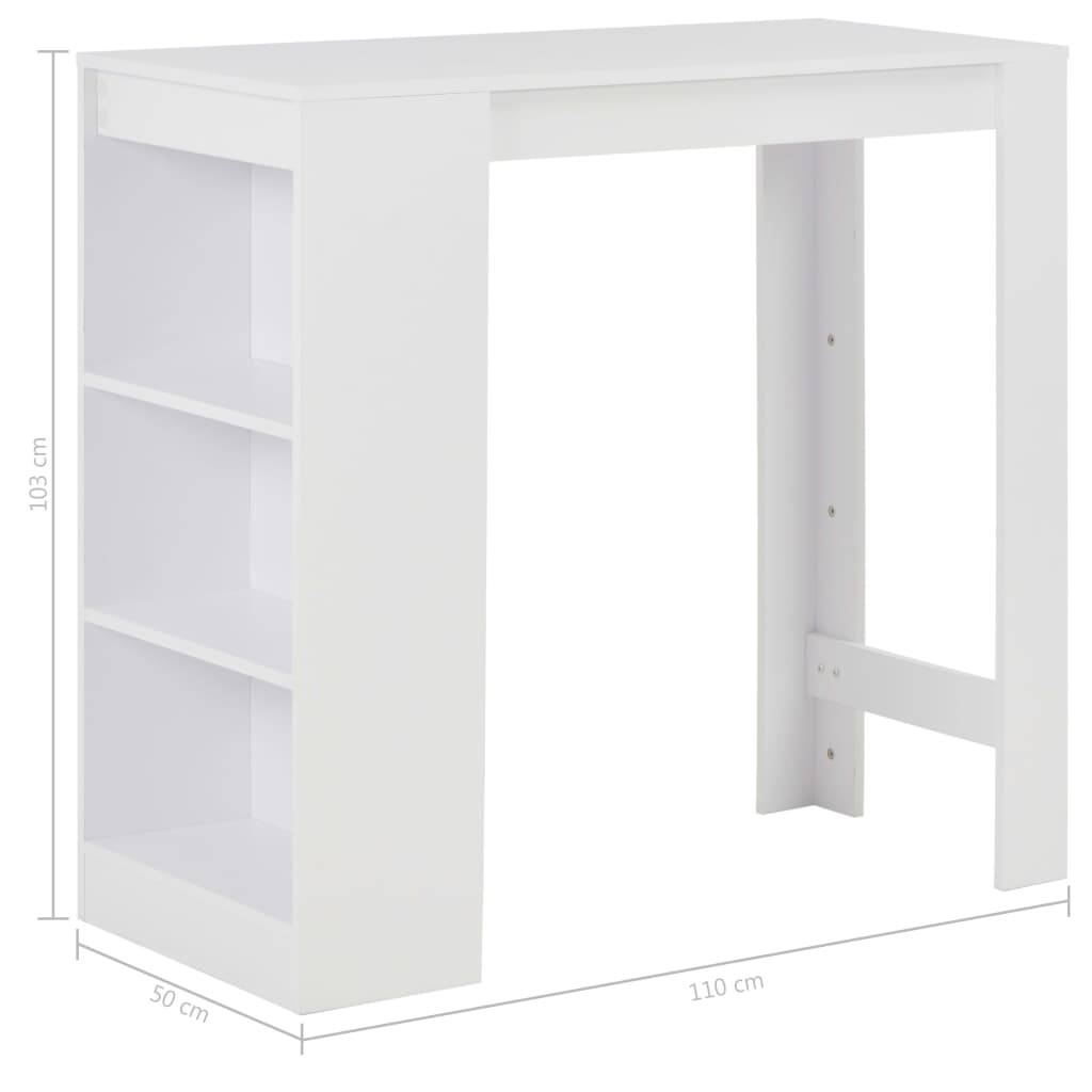 Helloshop26 - Table haute mange debout bar bistrot avec étagère blanc 110 cm - Image 6