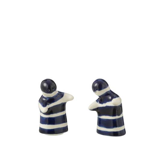 Salière & Poivrière en Céramique "Granada Rayure" 8cm Bleu Cobalt - Image 2