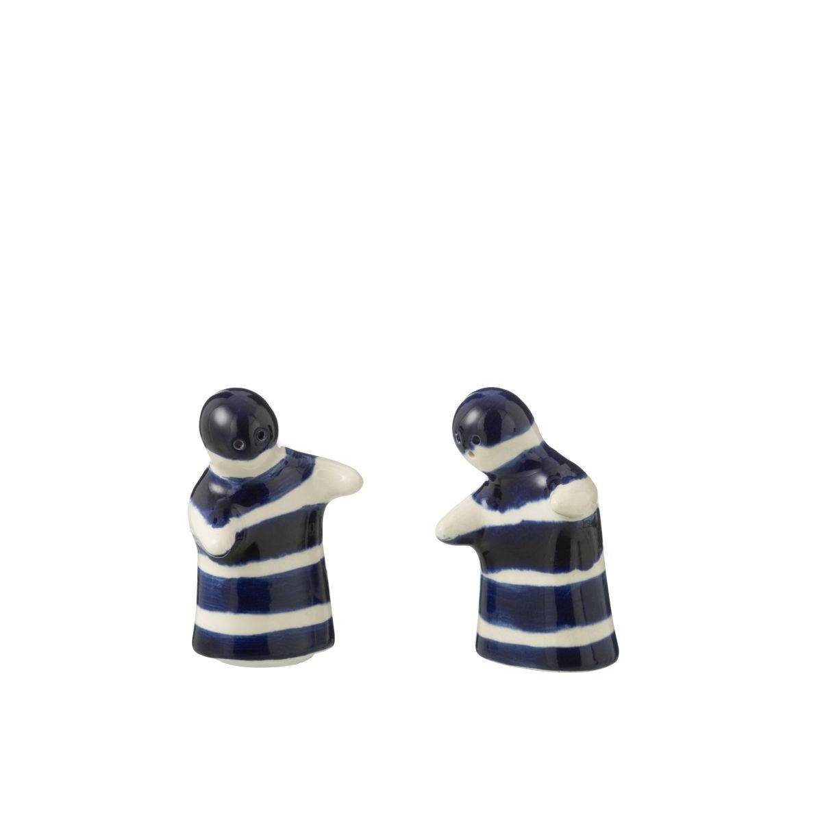 Salière & Poivrière en Céramique "Granada Rayure" 8cm Bleu Cobalt - Image 2