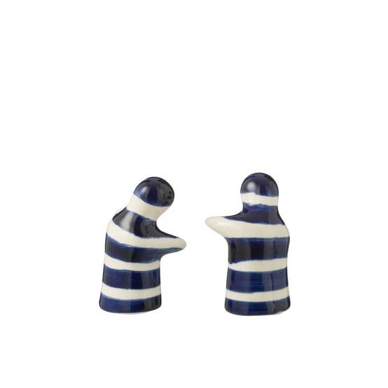 Salière & Poivrière en Céramique "Granada Rayure" 8cm Bleu Cobalt - Image 3