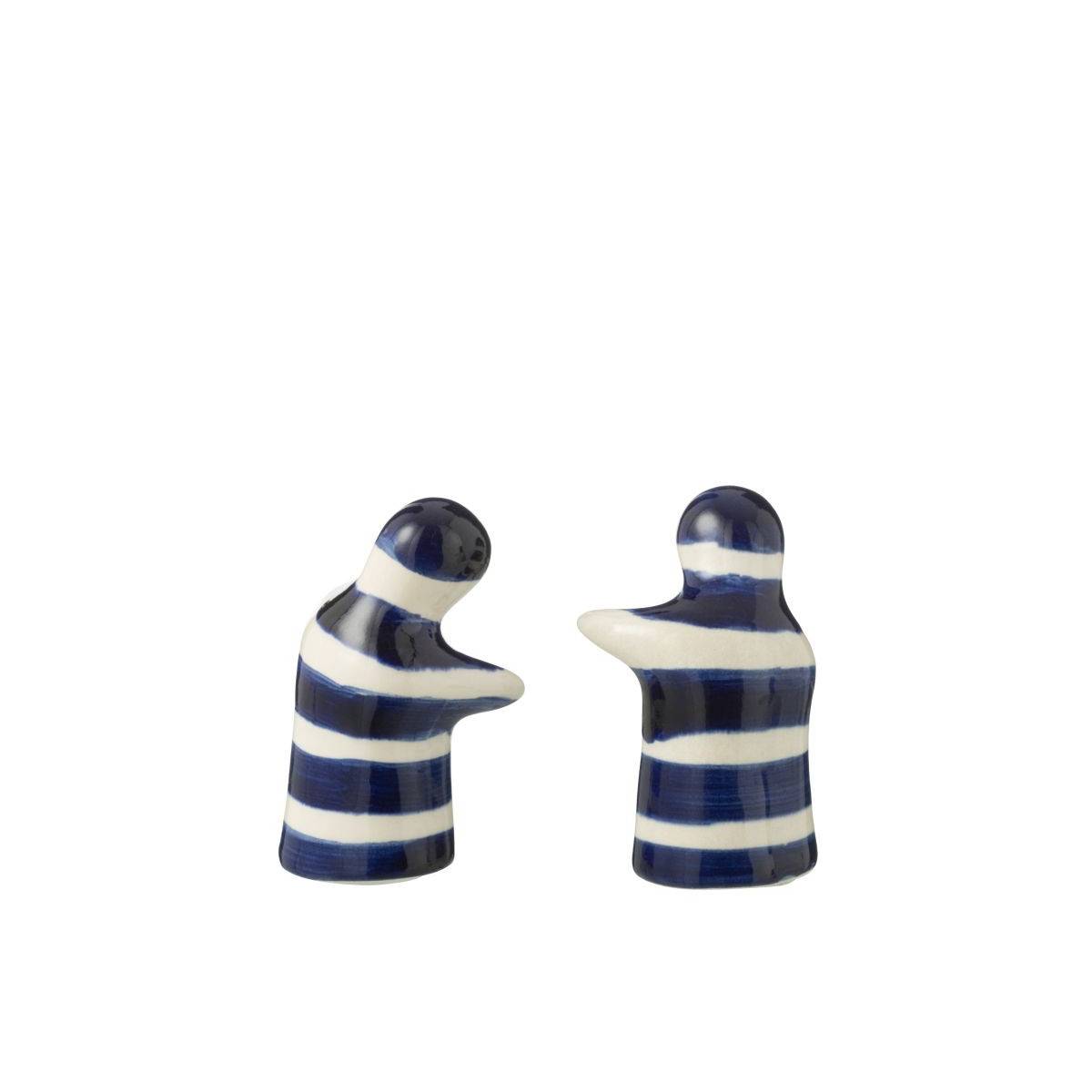Salière & Poivrière en Céramique "Granada Rayure" 8cm Bleu Cobalt - Image 3