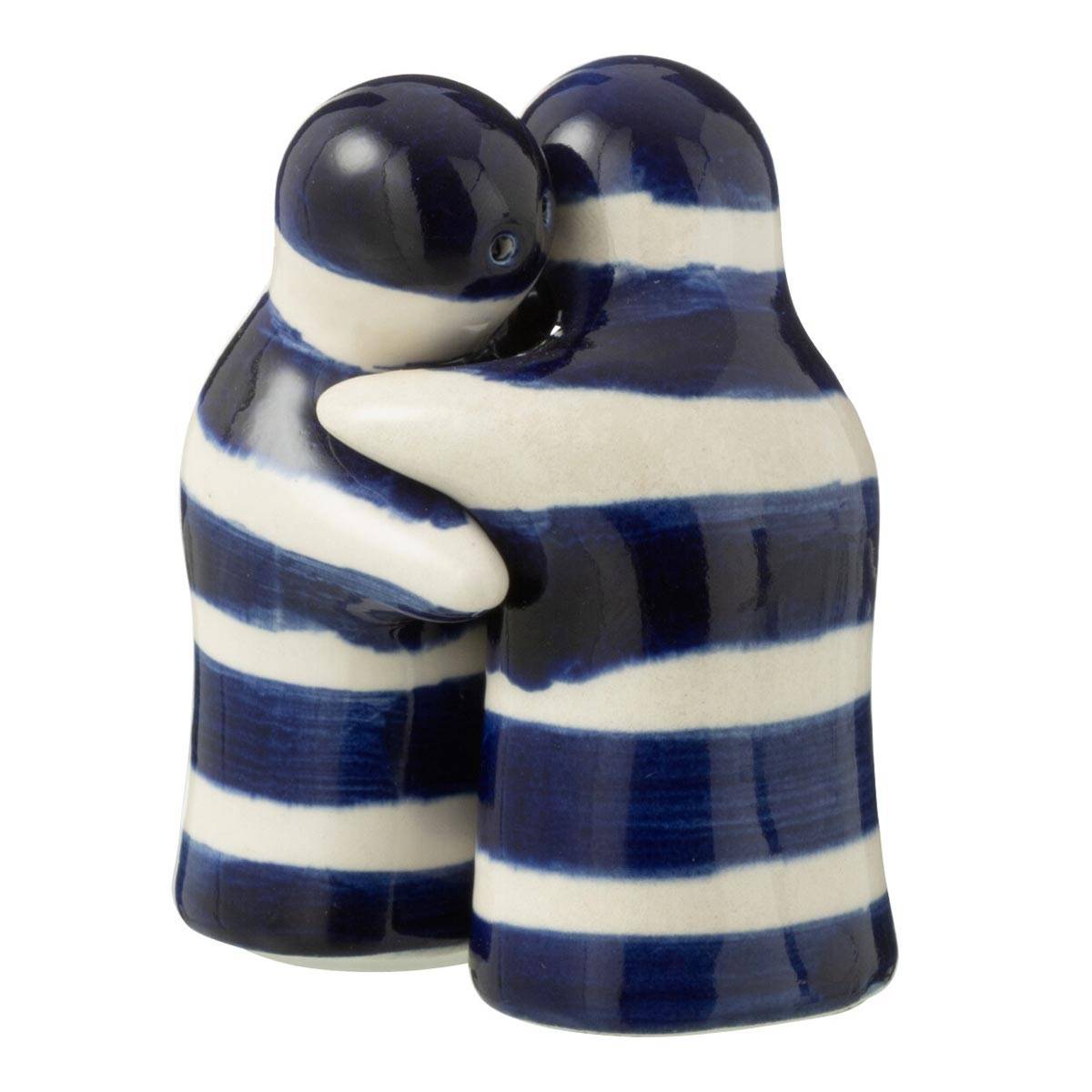 Salière & Poivrière en Céramique "Granada Rayure" 8cm Bleu Cobalt - Image 1