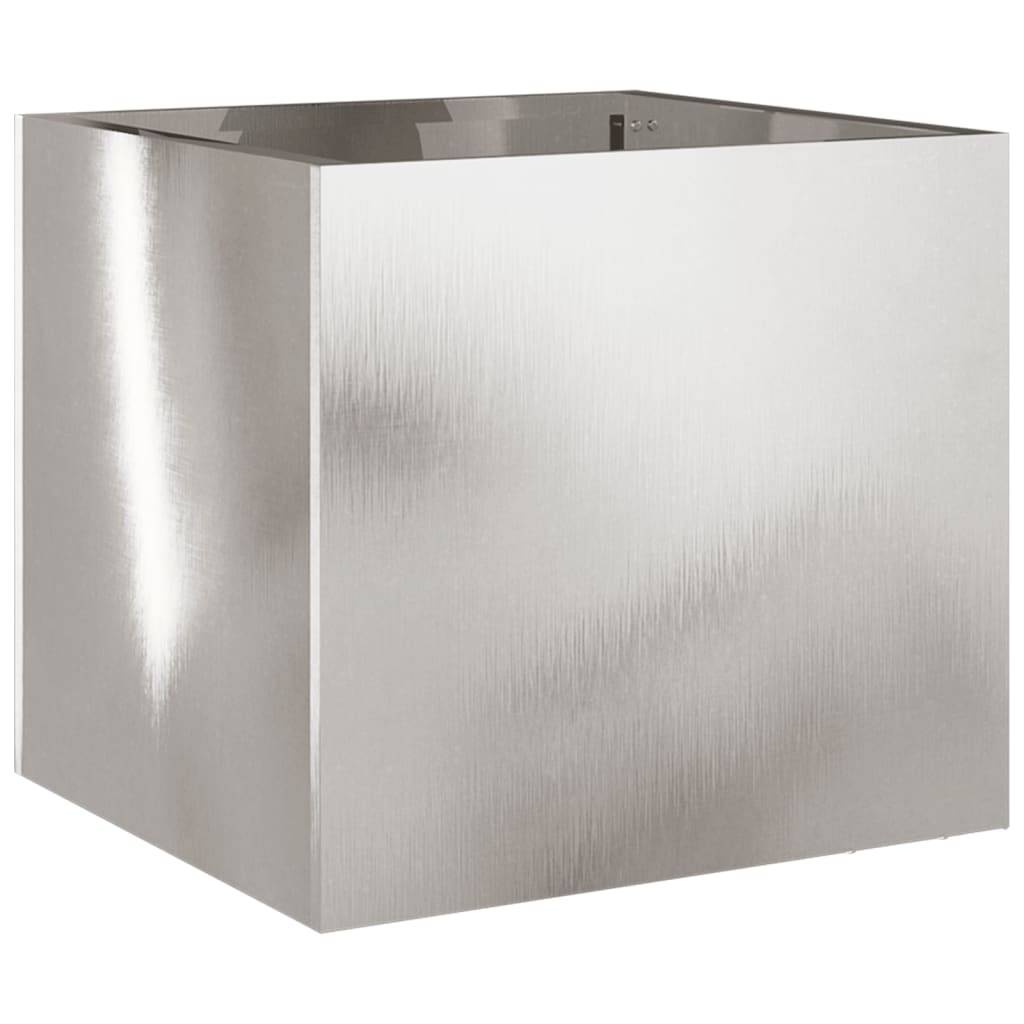 ComfortXL - Jardinière rectangulaire Acier inoxydable pot de fleurs robuste pour patio 32x30x29cm argenté - ComfortXL Outdoor Living - Image 2
