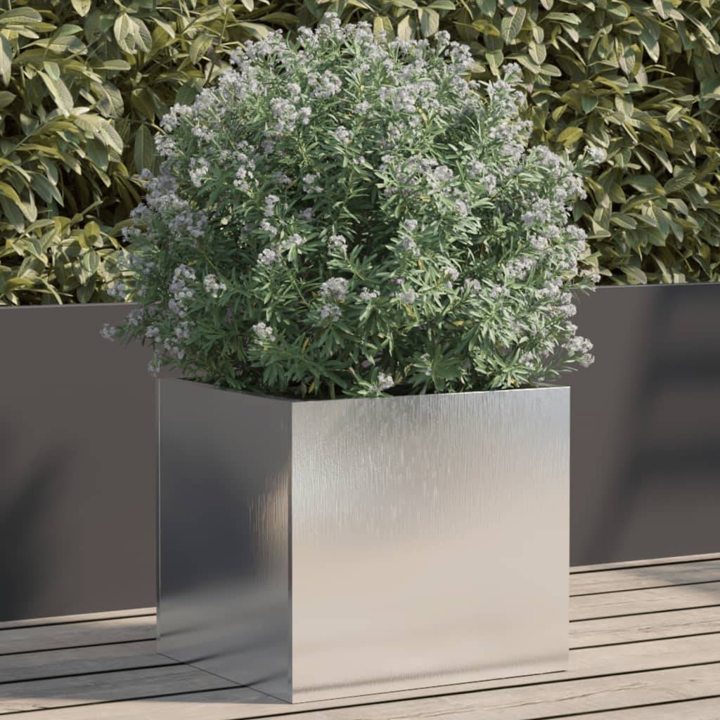ComfortXL - Jardinière rectangulaire Acier inoxydable pot de fleurs robuste pour patio 32x30x29cm argenté - ComfortXL Outdoor Living