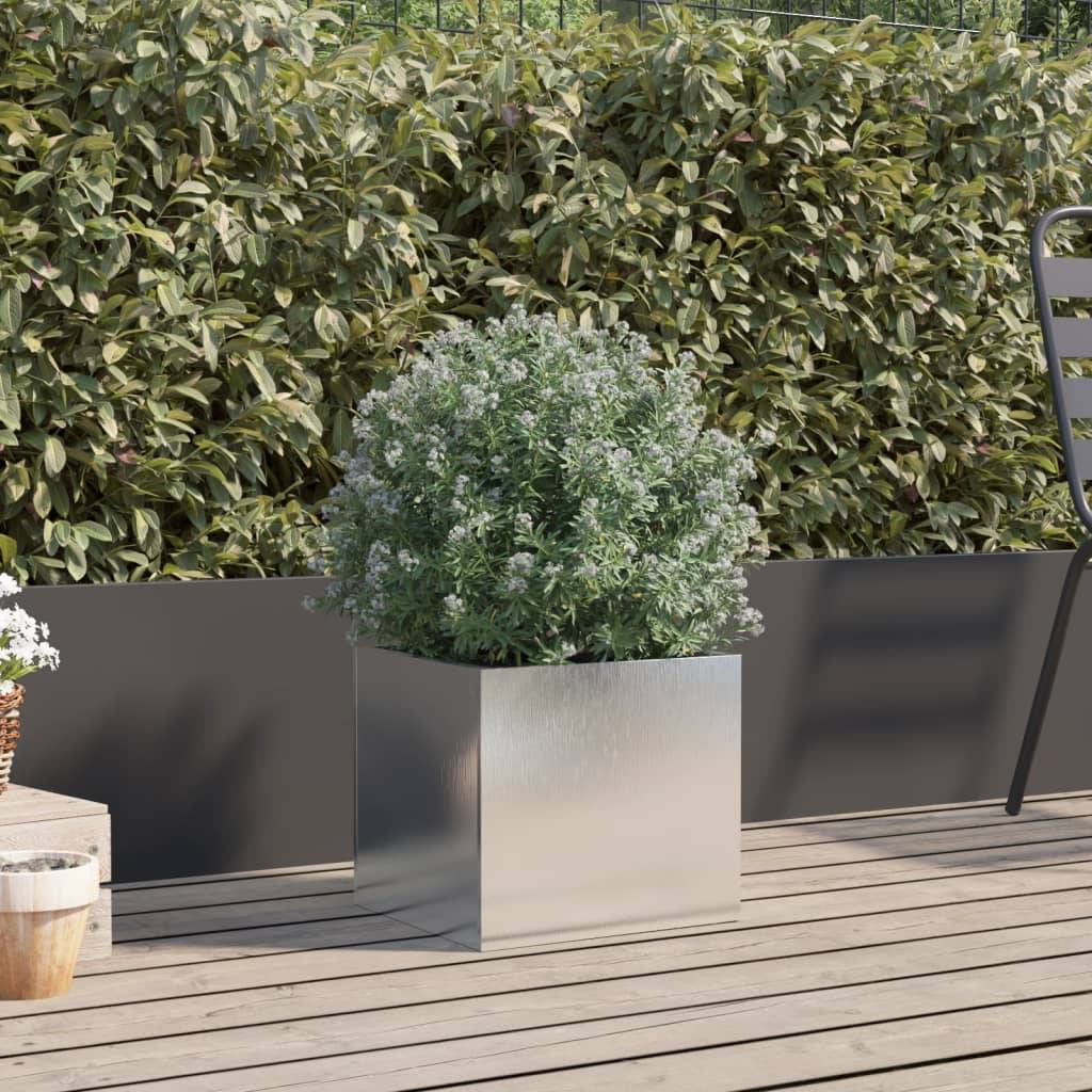 ComfortXL - Jardinière rectangulaire Acier inoxydable pot de fleurs robuste pour patio 32x30x29cm argenté - ComfortXL Outdoor Living - Image 3