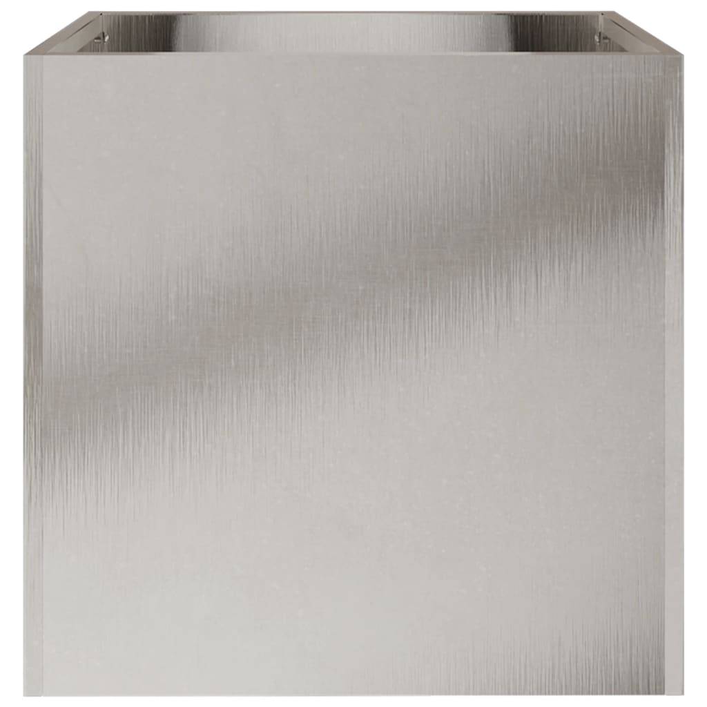 ComfortXL - Jardinière rectangulaire Acier inoxydable pot de fleurs robuste pour patio 32x30x29cm argenté - ComfortXL Outdoor Living - Image 6