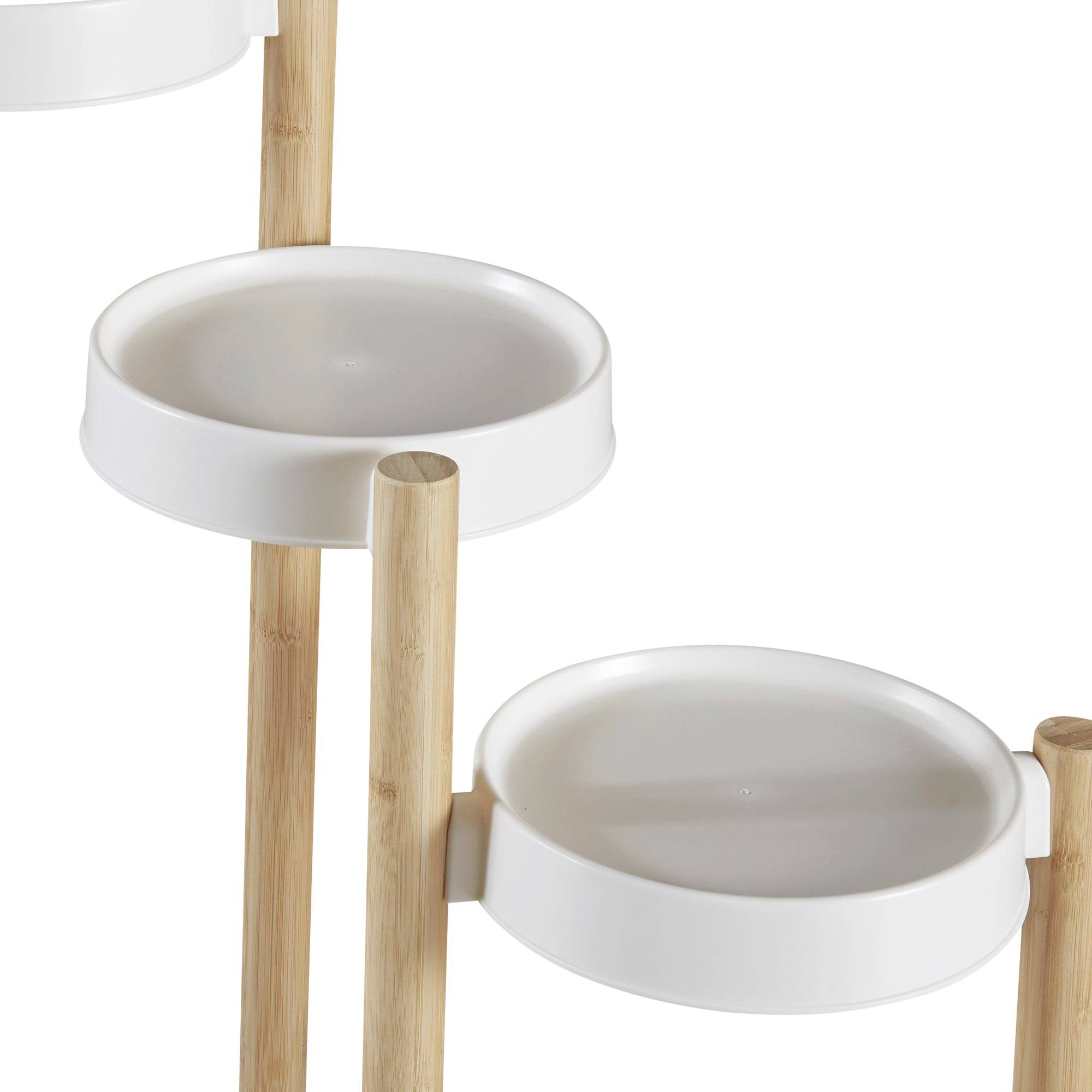 Étagère à plantes sastamala à 4 niveaux bambou plastique 85 x 58 x 25 cm naturel blanc - Image 5