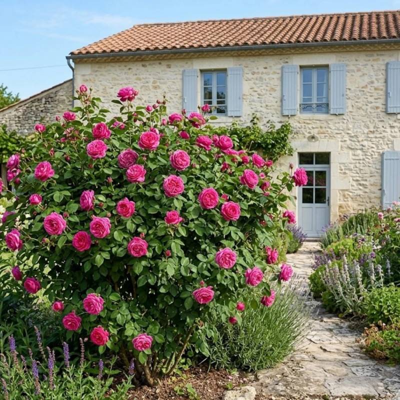 Rosier ancien Paul Neyron à fleurs Rose/ - feuillage Caduc - Pot de 3L - 20/40 cm - Image 3