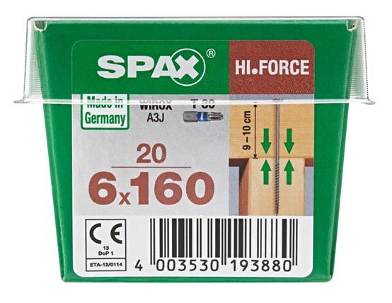 Spax - Lot de 20 vis acier tête fraisée bombée torx SPAX, Diam.6 mm x L.160 mm - Image 3