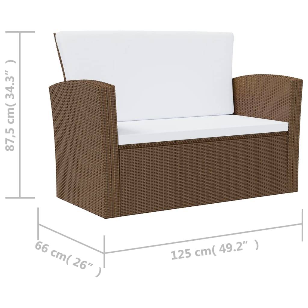 Helloshop26 - Salon de jardin meuble d'extérieur ensemble de mobilier 8 pièces avec coussins résine tressée marron - Image 8