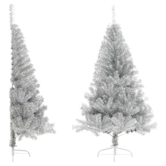 Vidaxl - Demi sapin de Noël artificiel avec support argenté 150 cm PET vidaXL 344696 - Image 1