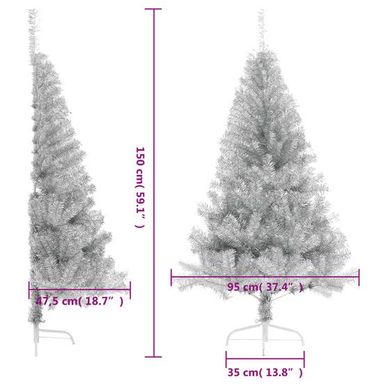Vidaxl - Demi sapin de Noël artificiel avec support argenté 150 cm PET vidaXL 344696 - Image 3