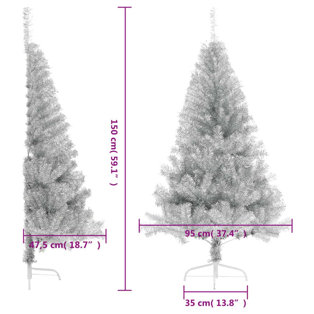 Vidaxl - Demi sapin de Noël artificiel avec support argenté 150 cm PET vidaXL 344696 - Image 3
