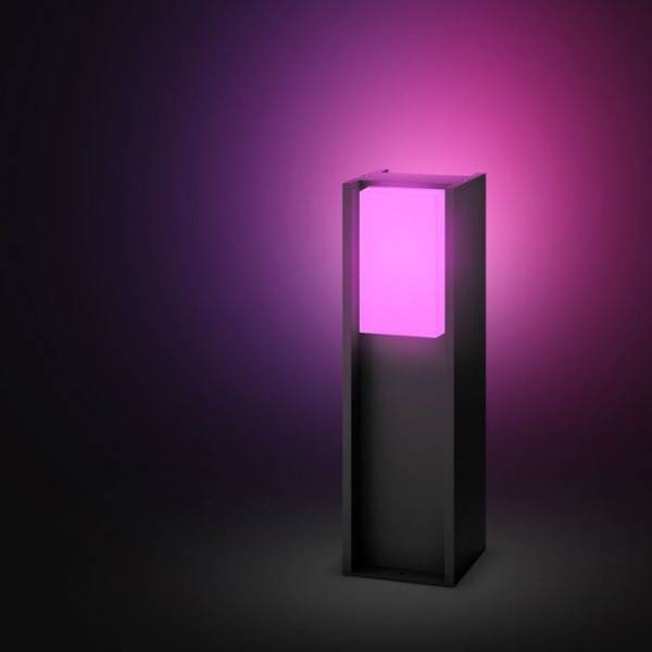 Philips - Borne lumineuse basse - PHILIPS HUE - Turaco - Gris anthracite - IP44 - Lumiere blanche et colorée - 1100 lumens - Image 4