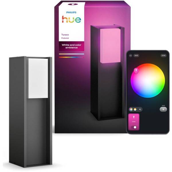 Philips - Borne lumineuse basse - PHILIPS HUE - Turaco - Gris anthracite - IP44 - Lumiere blanche et colorée - 1100 lumens - Image 1