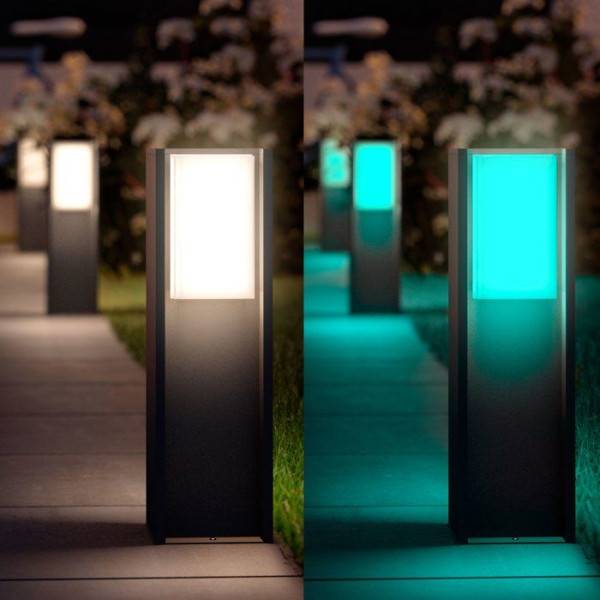 Philips - Borne lumineuse basse - PHILIPS HUE - Turaco - Gris anthracite - IP44 - Lumiere blanche et colorée - 1100 lumens - Image 2