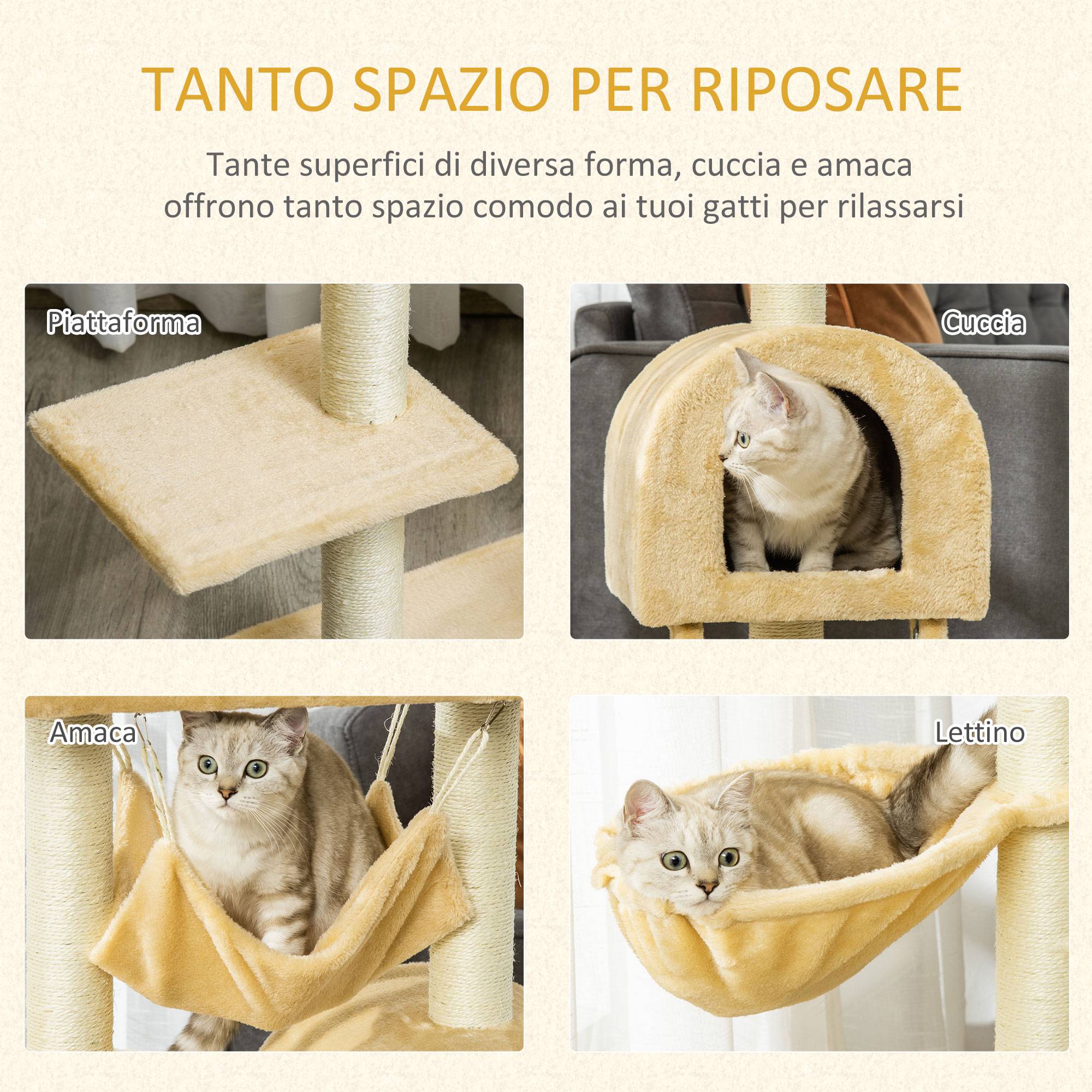 Sans Marque - Arbre à chat multi niveaux hamac niche sisal naturel chat intérieur 55 × 30 × 100 cm - Image 7