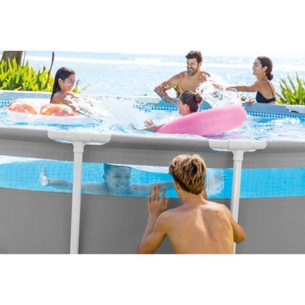 Intex - Kit Piscine hors sol tubulaire INTEX - Pris Frame - 488 x 122 cm - Ronde (Pompe, bâche, tapis de sol et échelle) - 26730NP - Image 4