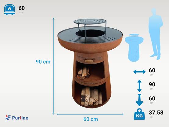 Purline - Barbecue Braséro charbon acier corten cuivré avec housse EFP55RCO – Purline - Image 3