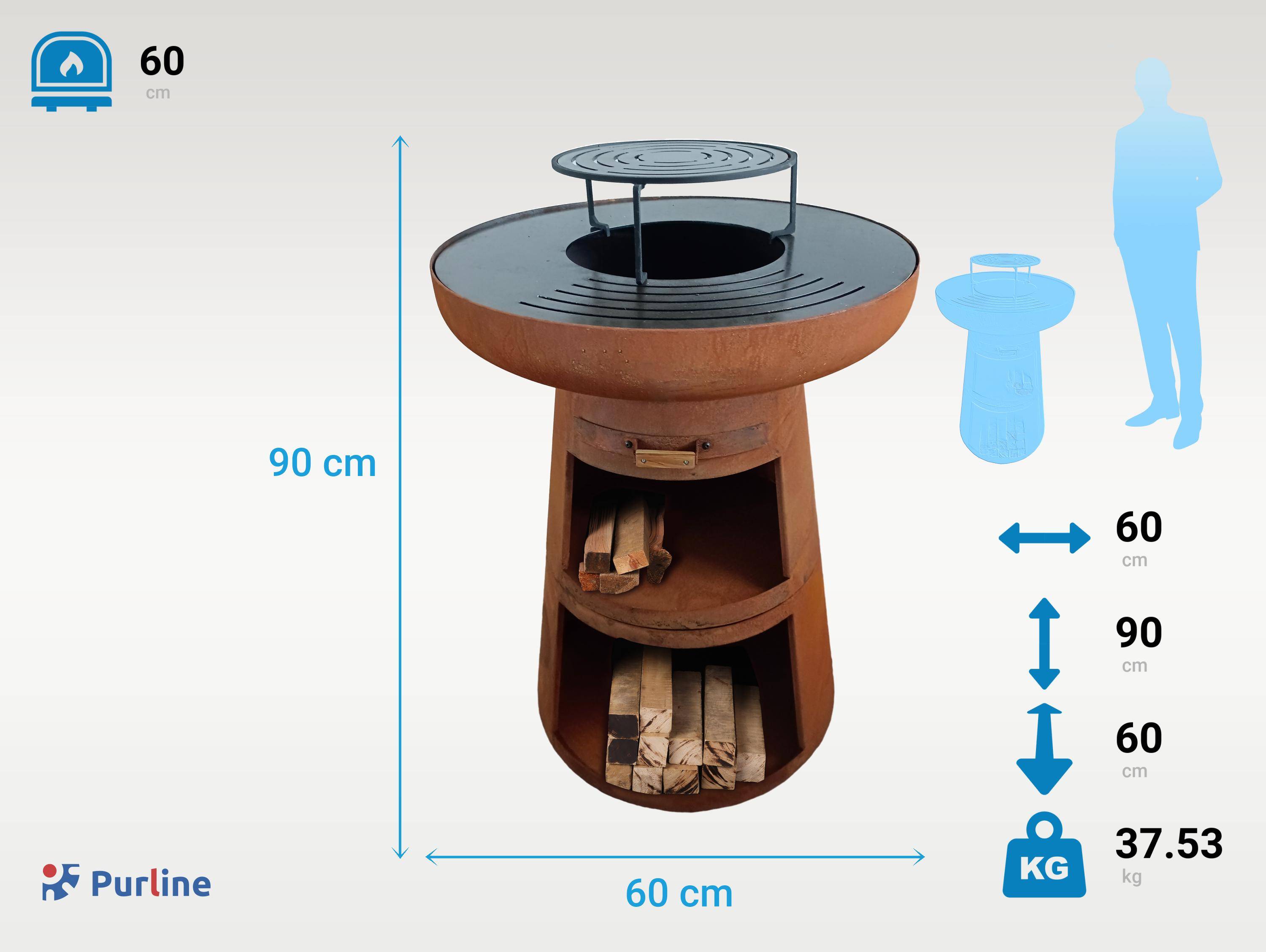 Purline - Barbecue Braséro charbon acier corten cuivré avec housse EFP55RCO – Purline - Image 3