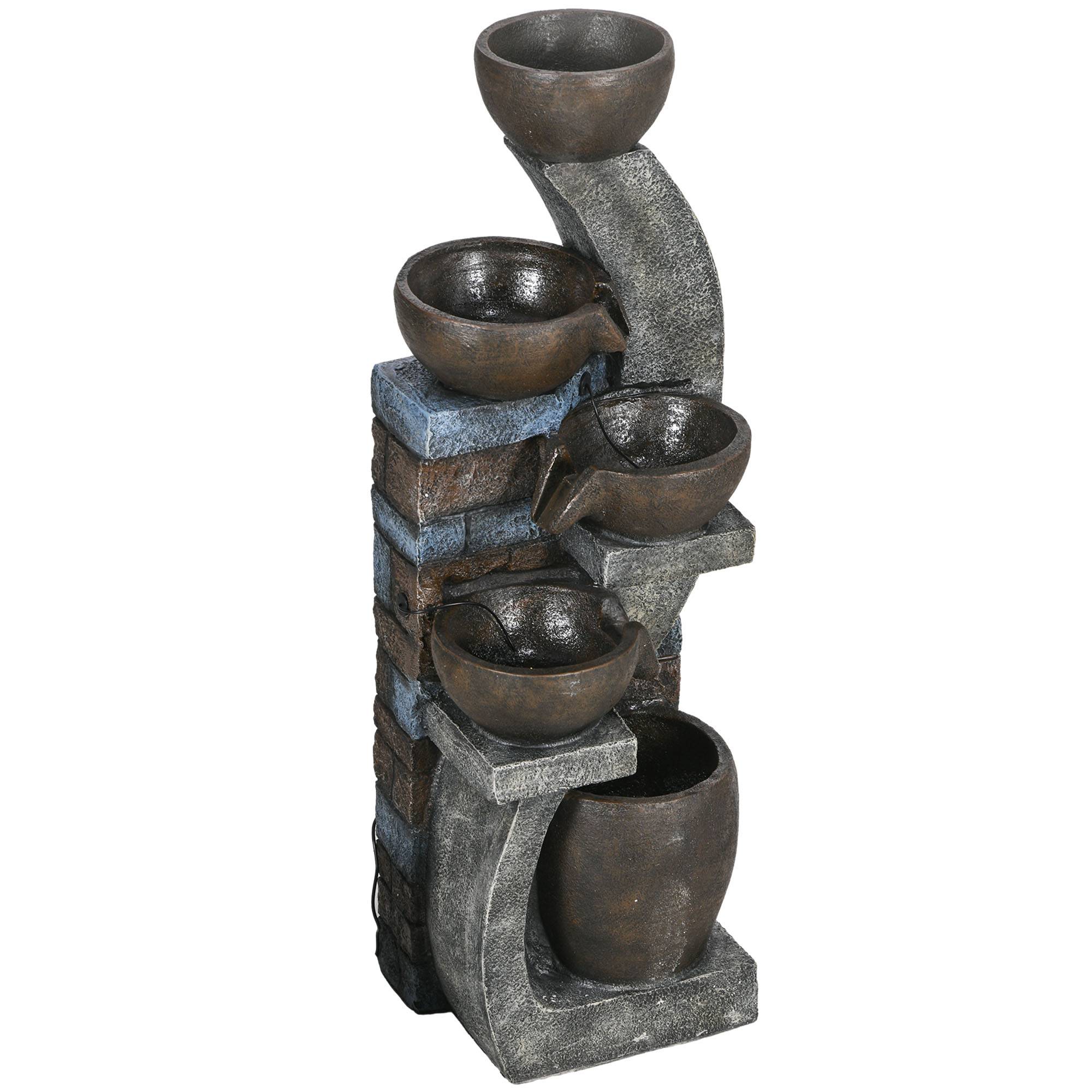 Fontaine de jardin résine gris marron 37 x 35 x 107 cm - PANGIVO - Image 2