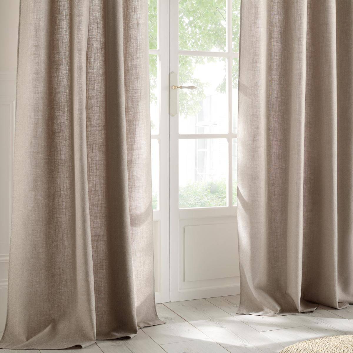 Atmosphera - Lot de 2 Rideaux à  œillets Tissu Beige Lin 140 x 260 cm - Image 3