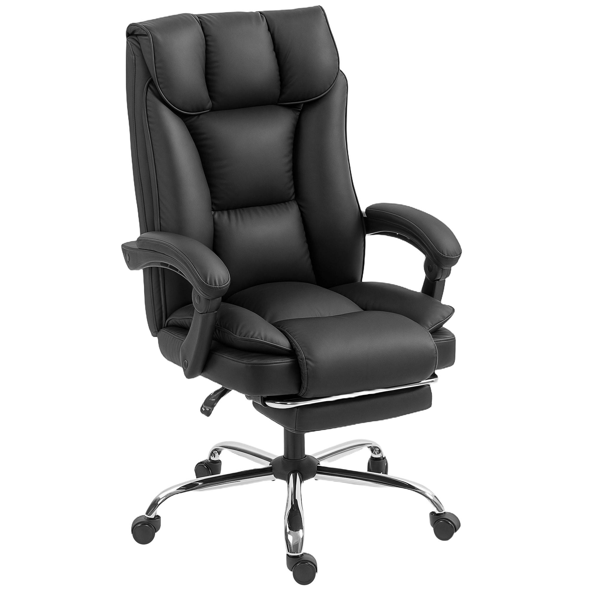Sans Marque - Chaise de bureau ergonomique, fauteuil de bureau inclinable avec repose-pieds, hauteur réglable, pivotante 360°, noir - Image 1