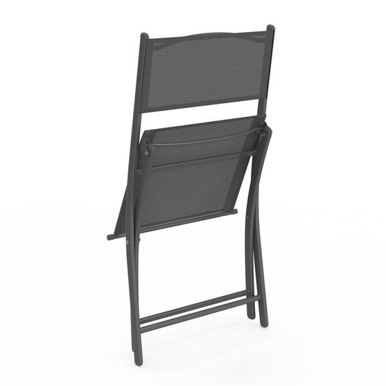 Lot de 6 chaises de jardin pliantes BASTIA métal et textilène gris anthracite - Image 3