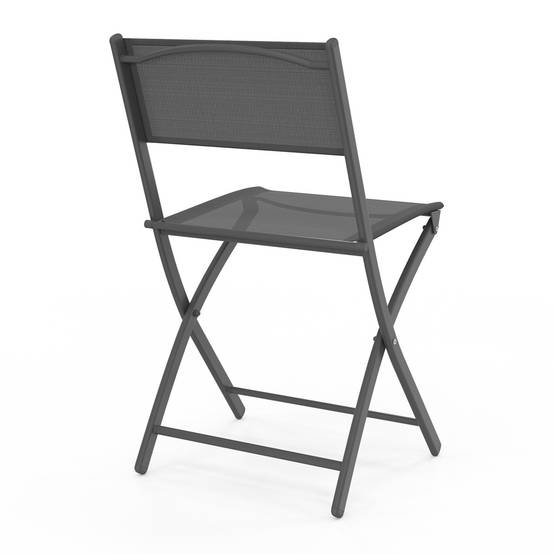 Lot de 6 chaises de jardin pliantes BASTIA métal et textilène gris anthracite - Image 5