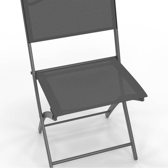 Lot de 6 chaises de jardin pliantes BASTIA métal et textilène gris anthracite - Image 7