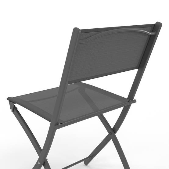 Lot de 6 chaises de jardin pliantes BASTIA métal et textilène gris anthracite - Image 8