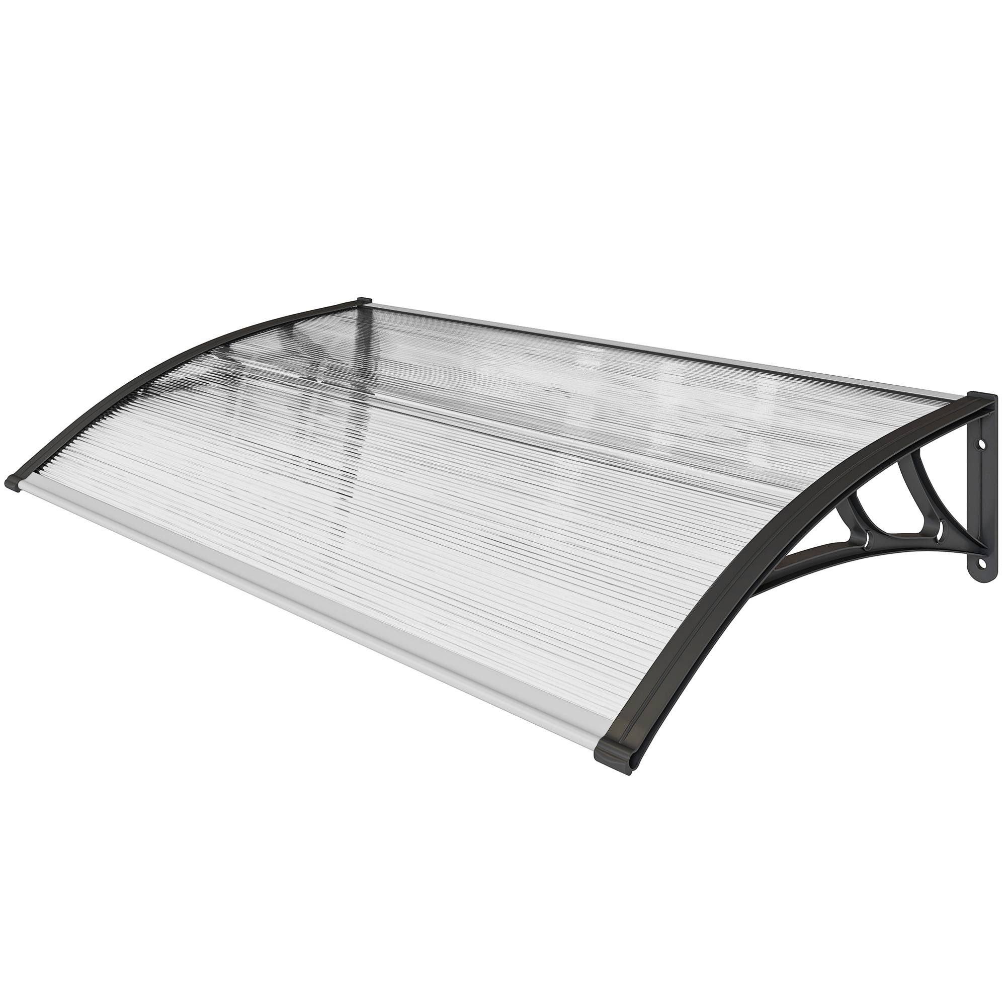 Store transparent 110x60 cm en polycarbonate et aluminium, protection design sobre pour porte et fenêtre pratique et compact - Image 2