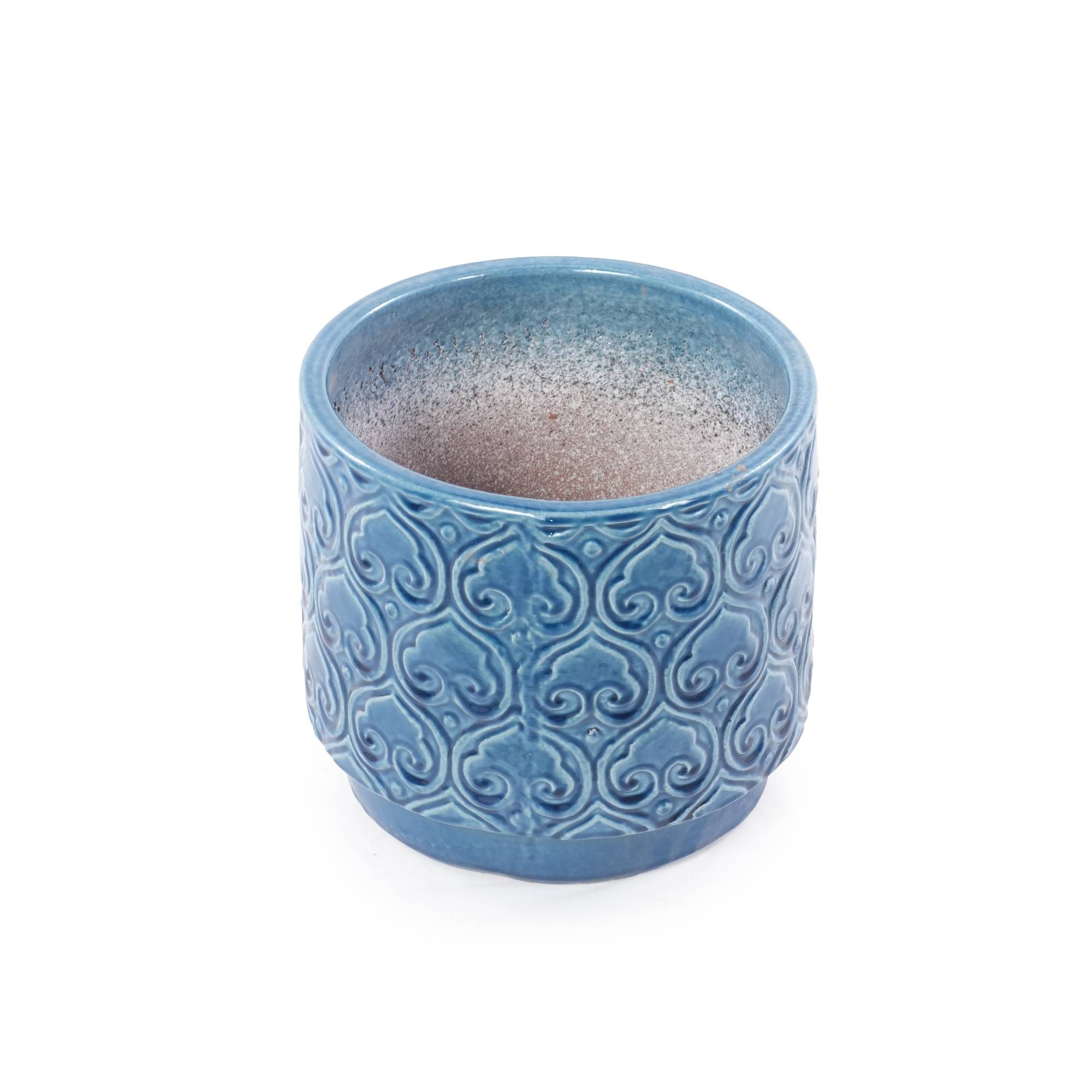 ComfortXL - Pot de fleurs céramique bleu brillant Ø24 cm relief cœur intérieur balcon drainage - ComfortXL Outdoor Living - Image 6