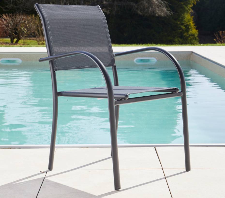 Ensemble table et chaises de jardin 8 places Gris Anthracite GUETHARIZIERS chêne brun - Image 2
