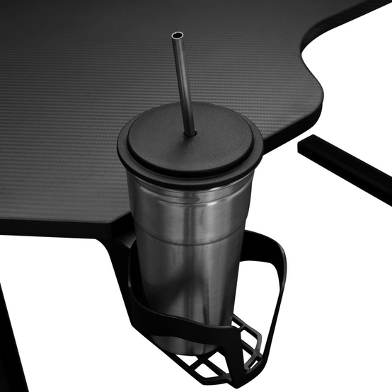Bureau gaming droit 120 cm noir ALEXIS porte-gobelet et crochet pour casque - Image 7