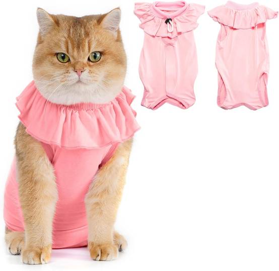 Combinaison de Récupération pour Chat Anti Léchage Rose M