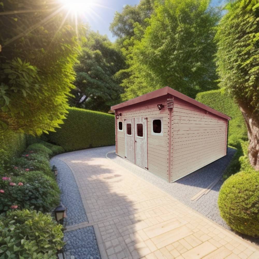 Habrita - Abri madriers en douglas massif toit mono pente - 17,14 m2 Habrita
