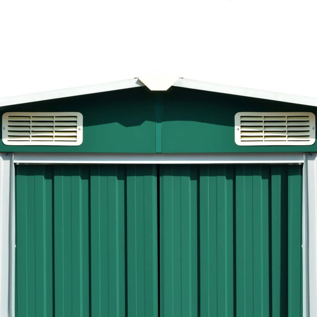 Helloshop26 - Abri de jardin cabane cabanon maison de stockage remise extérieur hangar outils robuste 257 x 489 x 181 cm métal vert - Image 5