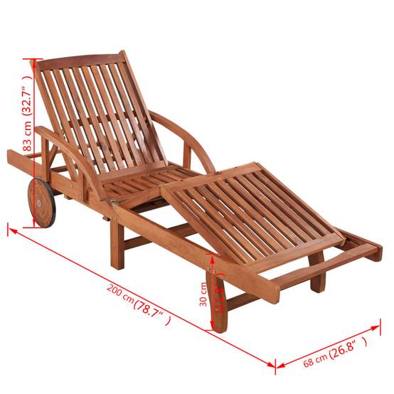 Chaise longue | Transat | Bain de soleil avec coussin Bois d'acacia solide - Image 9