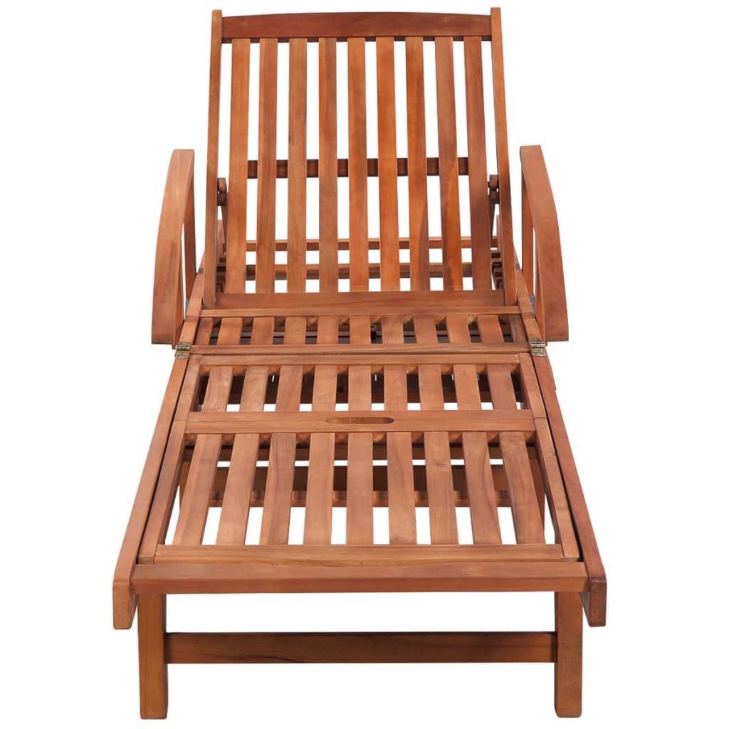 Chaise longue | Transat | Bain de soleil avec coussin Bois d'acacia solide - Image 6